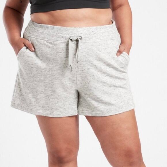 Athleta Drawstring Waist Heather Grey Tencel Cotton Sweat Shorts - Picture 10 of 10